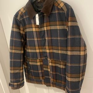 Mens Banana Republic Factory Corduroy-Collar Plaid Jacket